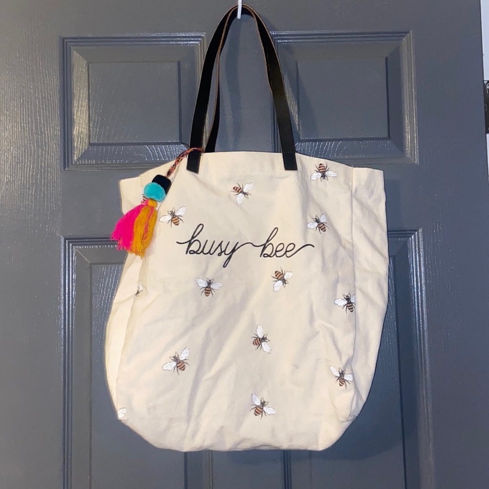 Busy bee canvas tote